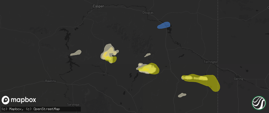 Hail map in Garrett, WY on June 20, 2026