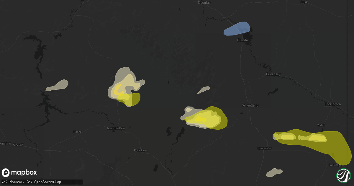 Hail map in Garrett, WY on June 20, 2026