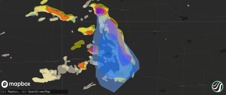 Hail map in Gem, KS on June 20, 2026
