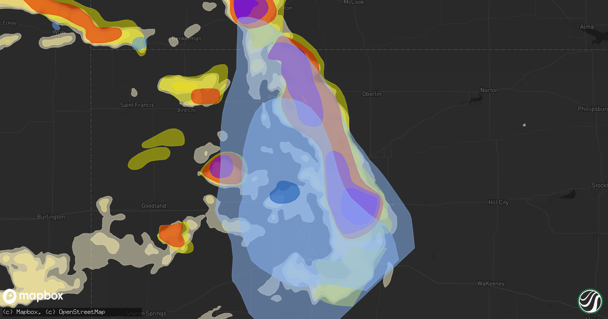 Hail map in Gem, KS on June 20, 2026