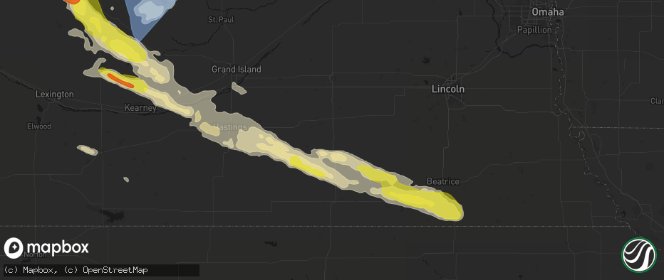 Hail map in Geneva, NE on June 20, 2026