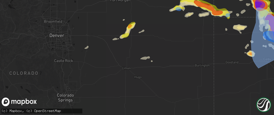 Hail map in Genoa, CO on June 20, 2026