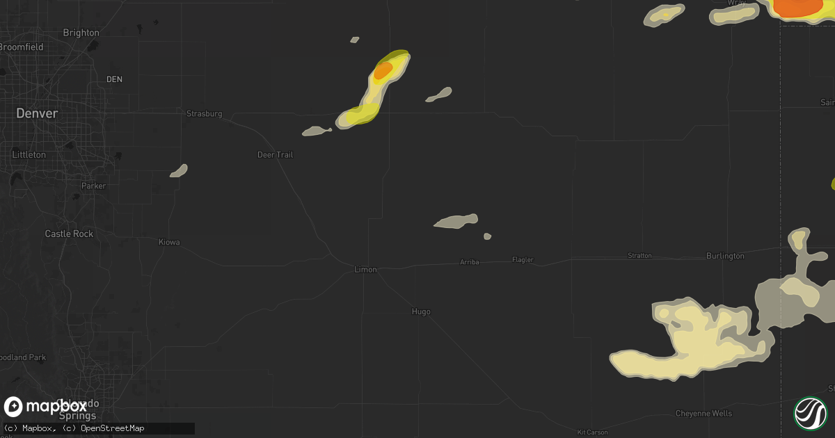 Hail map in Genoa, CO on June 20, 2026