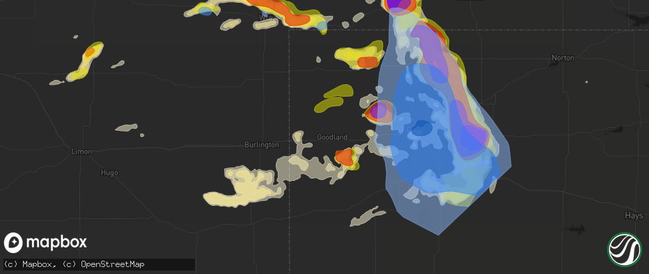 Hail map in Goodland, KS on June 20, 2026