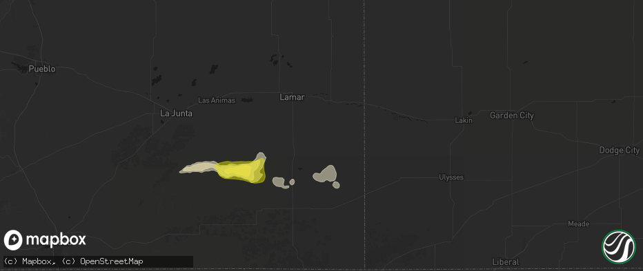 Hail map in Granada, CO on June 20, 2026
