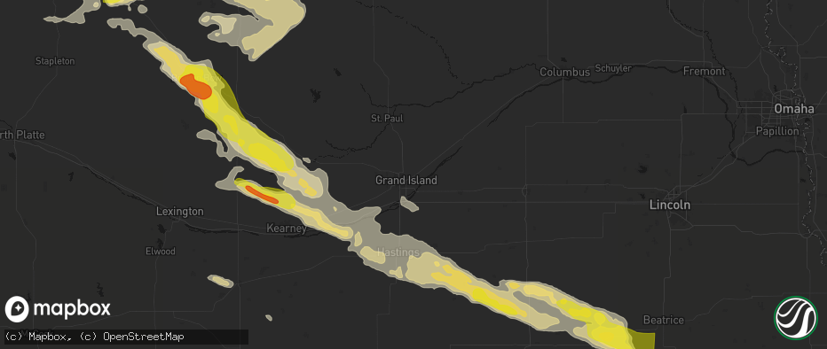 Hail map in Grand Island, NE on June 20, 2026