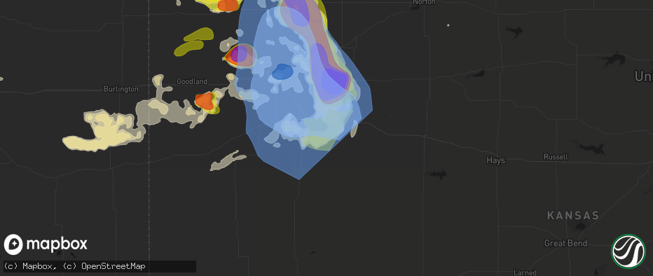 Hail map in Grinnell, KS on June 20, 2026