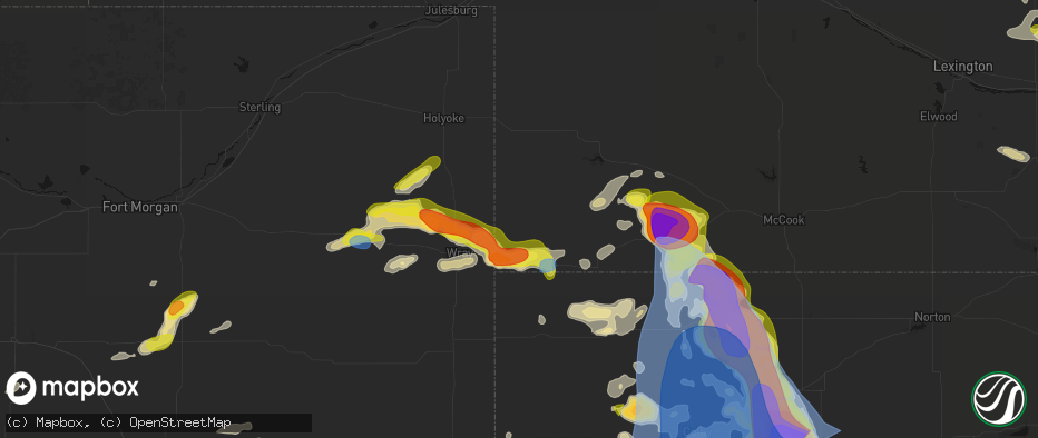 Hail map in Haigler, NE on June 20, 2026