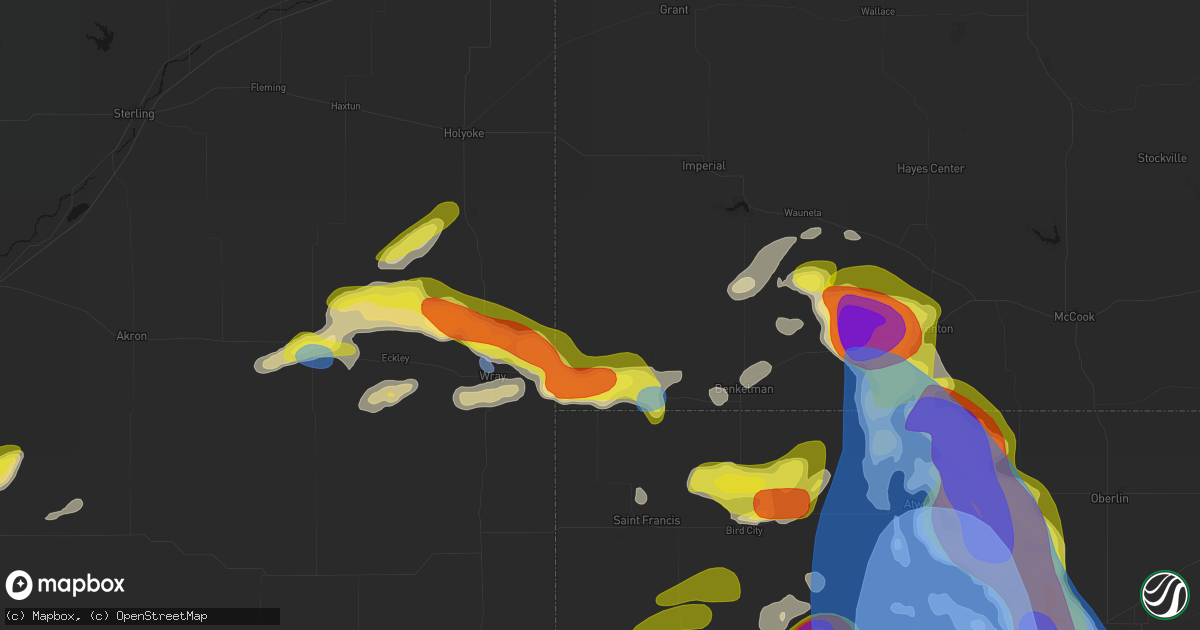 Hail map in Haigler, NE on June 20, 2026