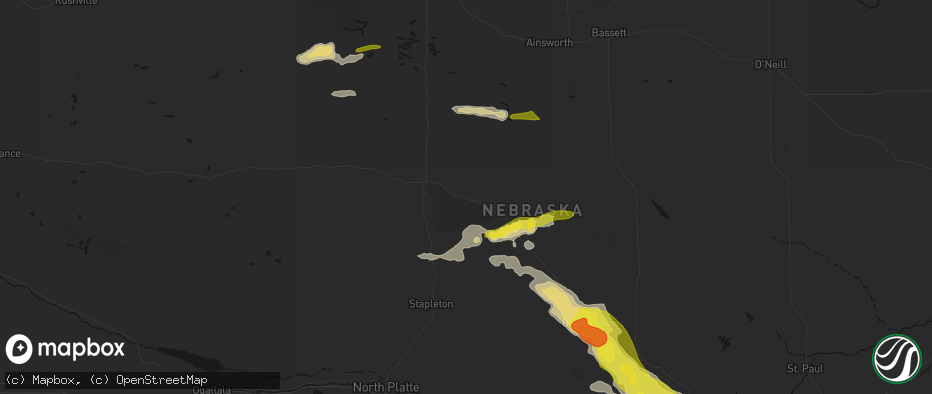 Hail map in Halsey, NE on June 20, 2026