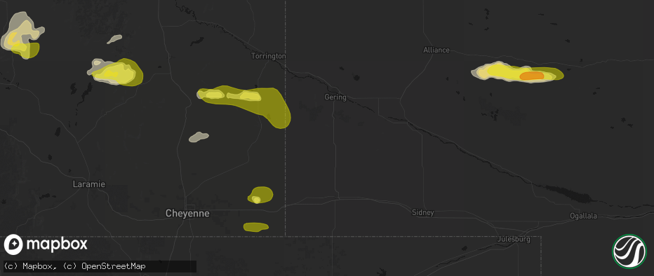 Hail map in Harrisburg, NE on June 20, 2026