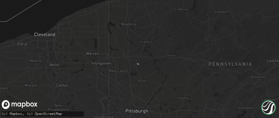 Hail map in Harrisville, PA on June 20, 2026