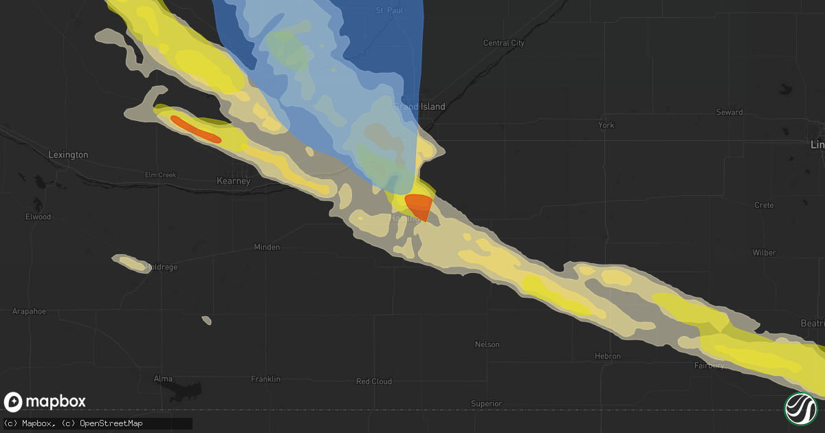 Hail map in Hastings, NE on June 20, 2026