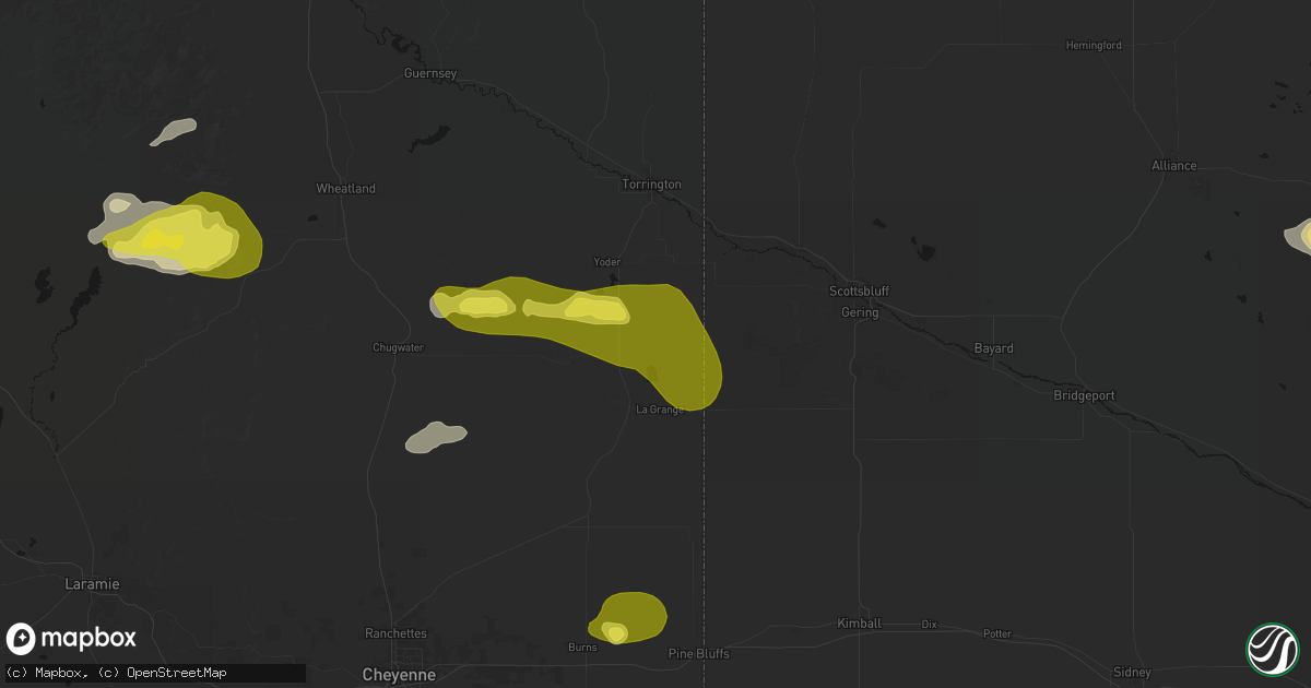 Hail map in Hawk Springs, WY on June 20, 2026