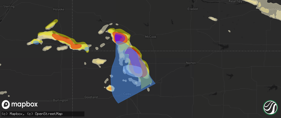 Hail map in Herndon, KS on June 20, 2026