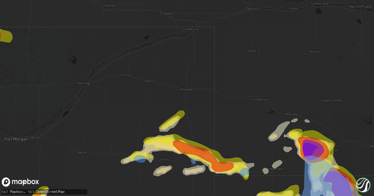 Hail map in Holyoke, CO on June 20, 2026