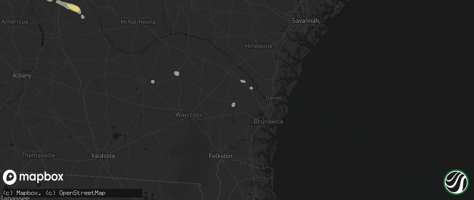 Hail map in Hortense, GA on June 20, 2026