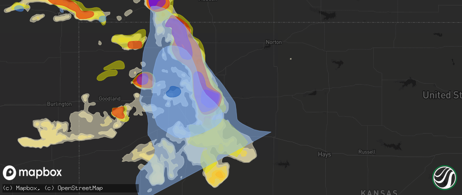 Hail map in Hoxie, KS on June 20, 2026
