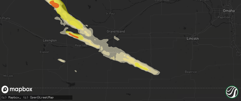Hail map in Inland, NE on June 20, 2026