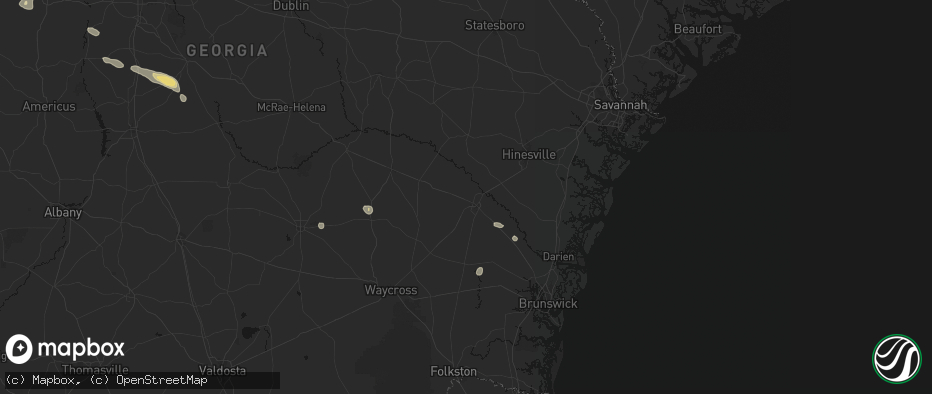 Hail map in Jesup, GA on June 20, 2026