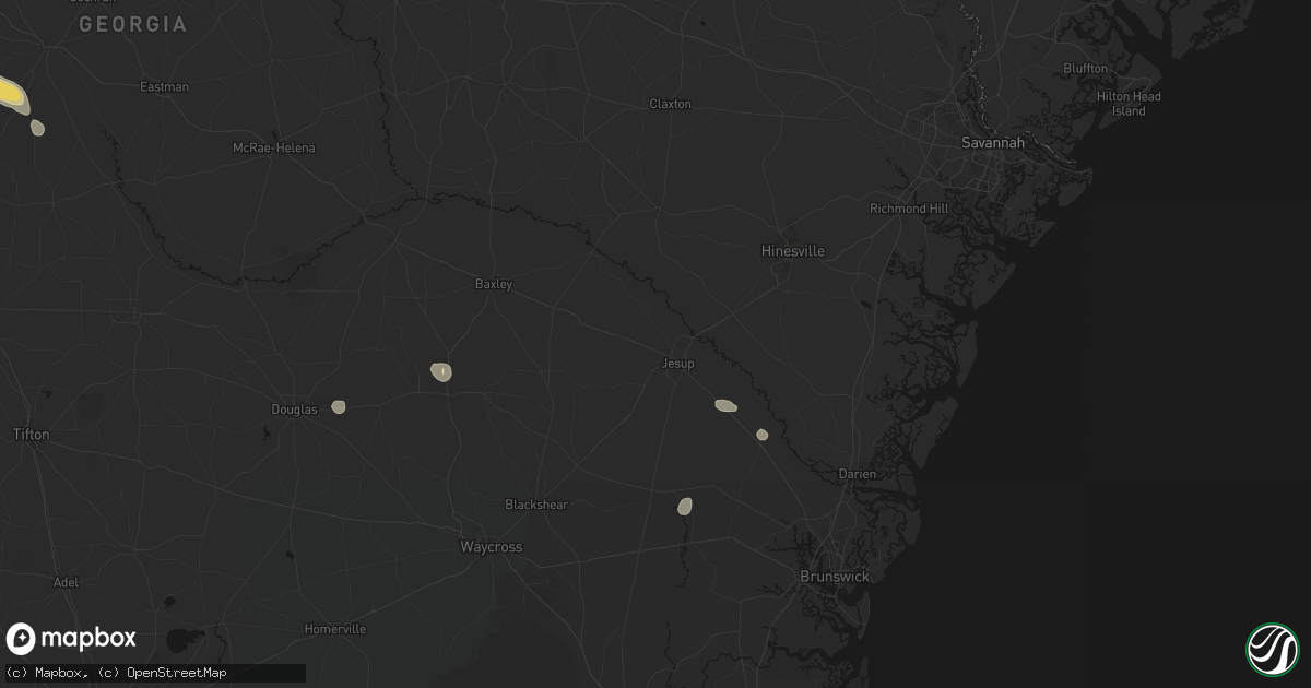 Hail map in Jesup, GA on June 20, 2026