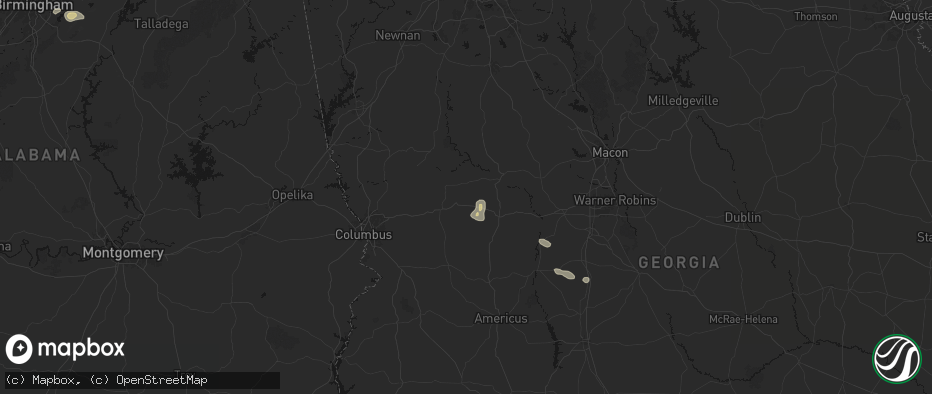 Hail map in Junction City, GA on June 20, 2026