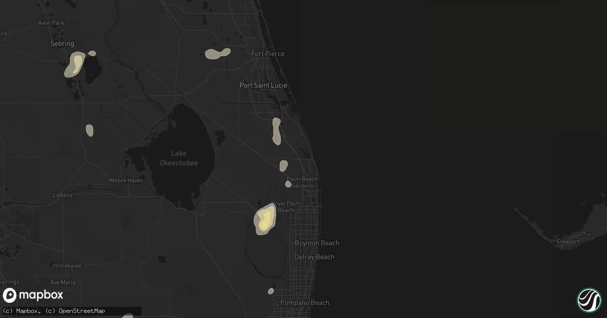 Hail map in Jupiter, FL on June 20, 2026