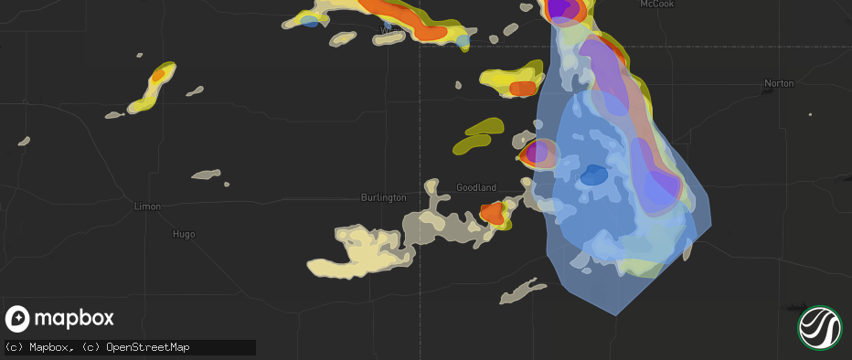 Hail map in Kanorado, KS on June 20, 2026
