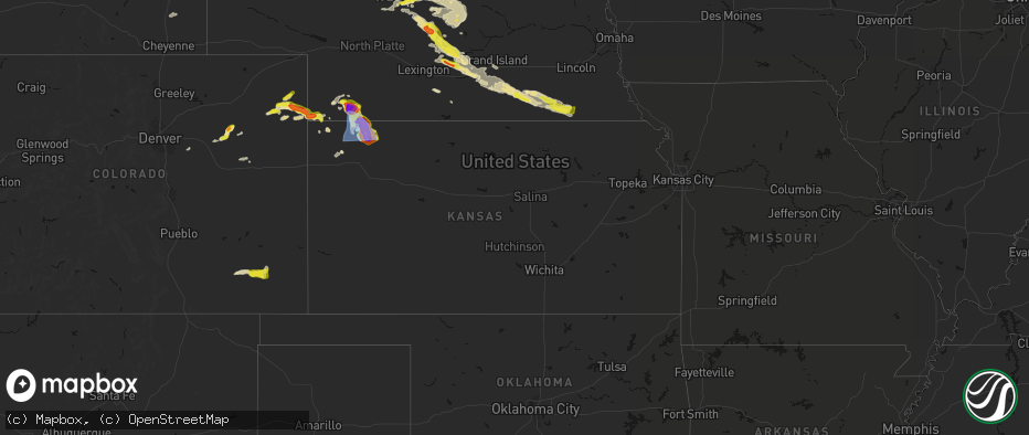 Hail map in Kansas on June 20, 2026