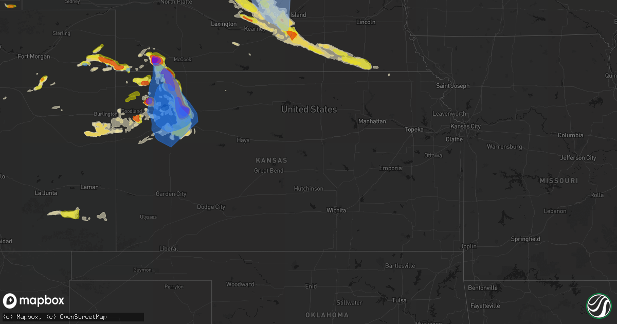 Hail map in Kansas on June 20, 2026