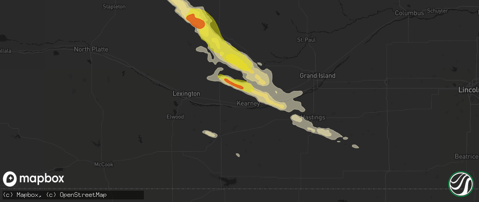 Hail map in Kearney, NE on June 20, 2026