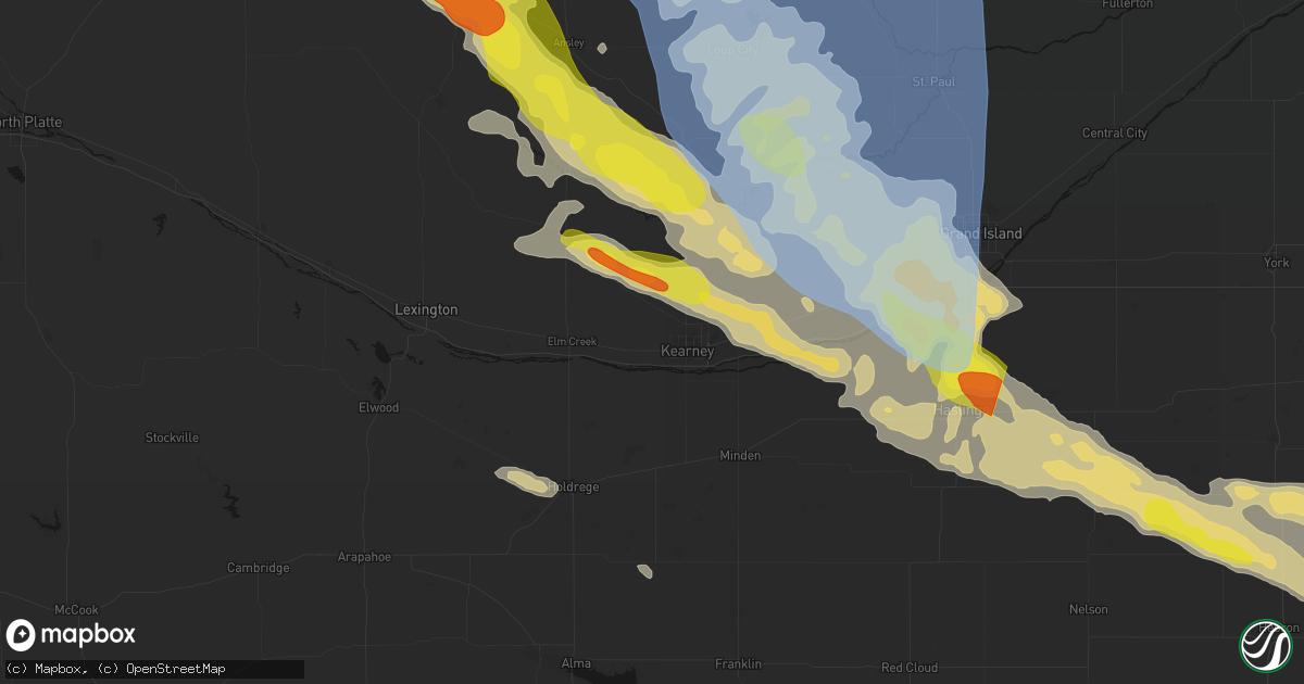 Hail map in Kearney, NE on June 20, 2026