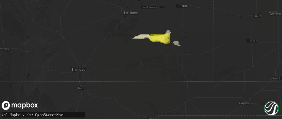 Hail map in Kim, CO on June 20, 2026