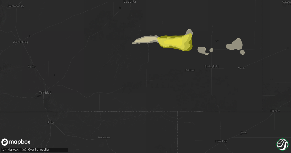 Hail map in Kim, CO on June 20, 2026