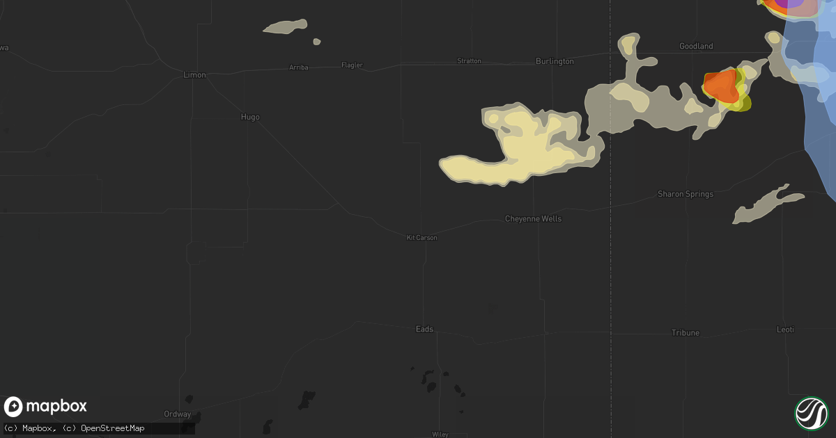 Hail map in Kit Carson, CO on June 20, 2026