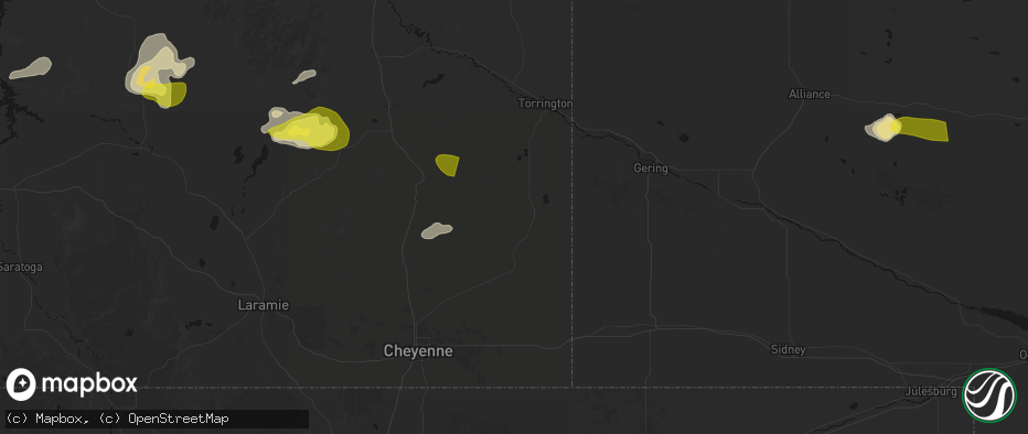 Hail map in Lagrange, WY on June 20, 2026