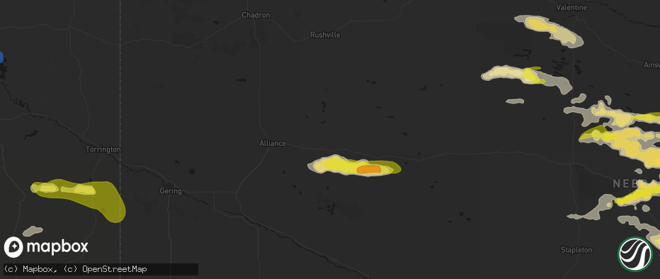 Hail map in Lakeside, NE on June 20, 2026