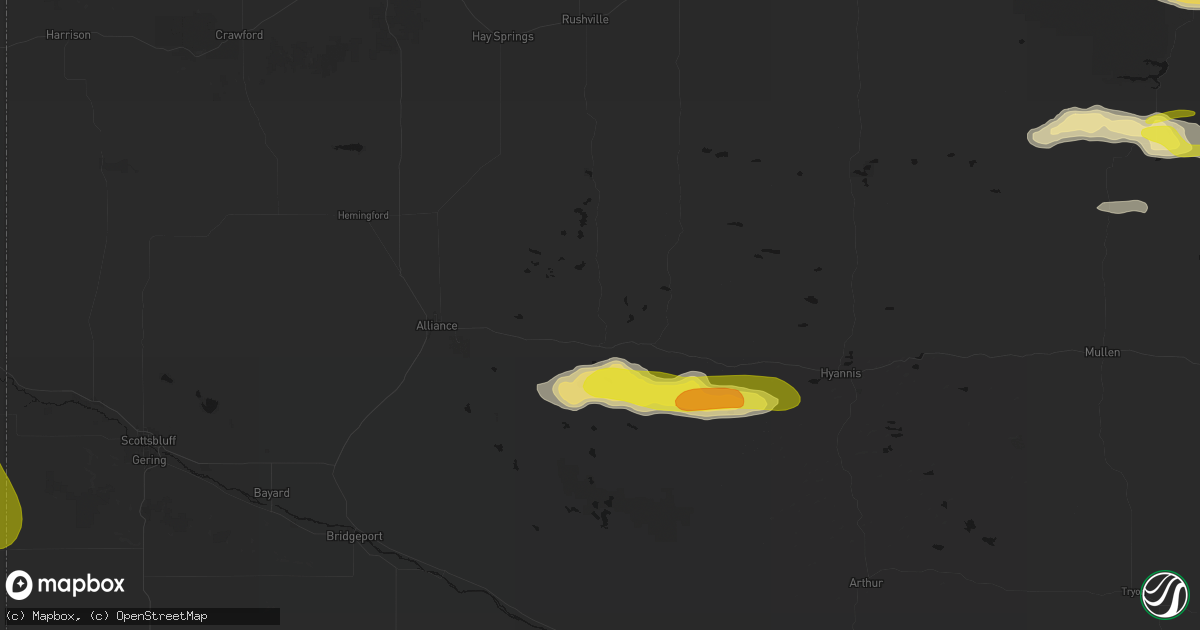 Hail map in Lakeside, NE on June 20, 2026