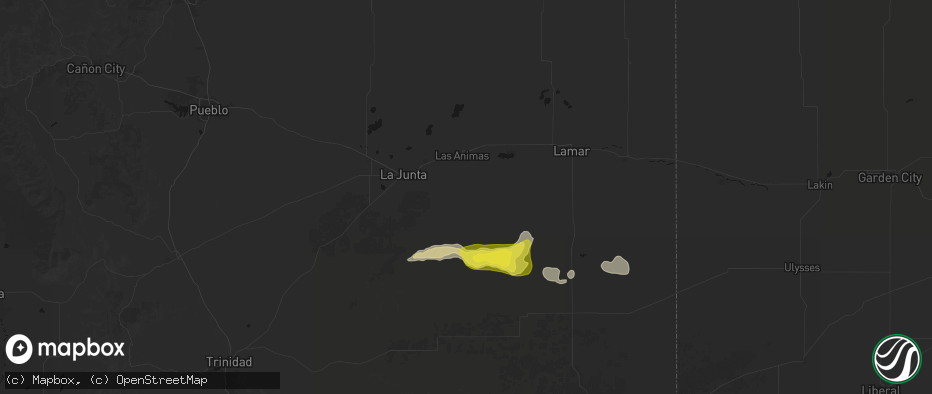 Hail map in Las Animas, CO on June 20, 2026