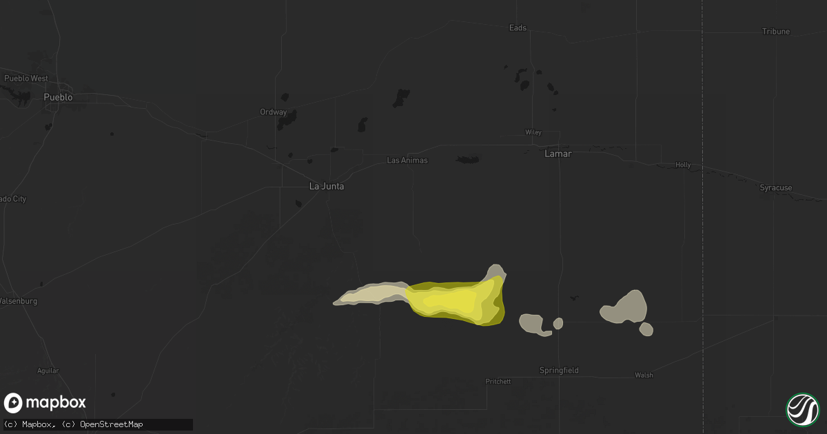 Hail map in Las Animas, CO on June 20, 2026
