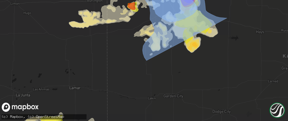 Hail map in Leoti, KS on June 20, 2026