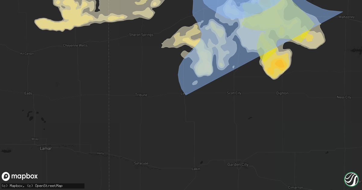 Hail map in Leoti, KS on June 20, 2026
