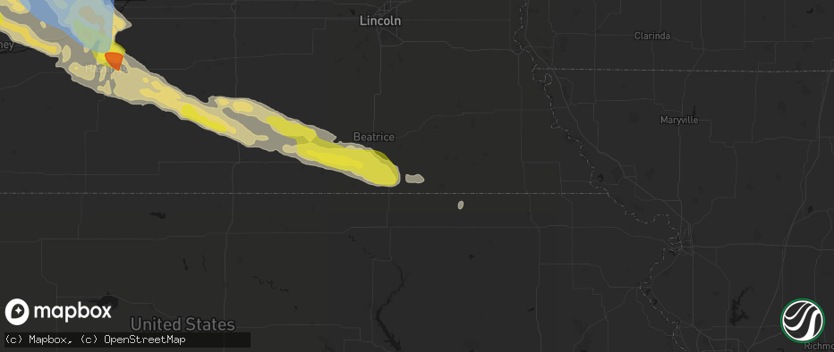 Hail map in Liberty, NE on June 20, 2026