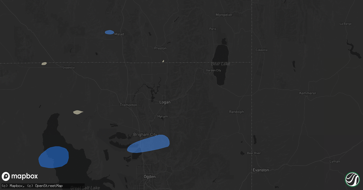 Hail map in Logan, UT on June 20, 2026