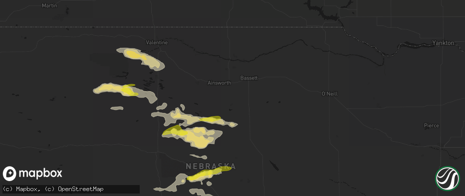 Hail map in Long Pine, NE on June 20, 2026