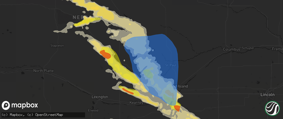 Hail map in Loup City, NE on June 20, 2026