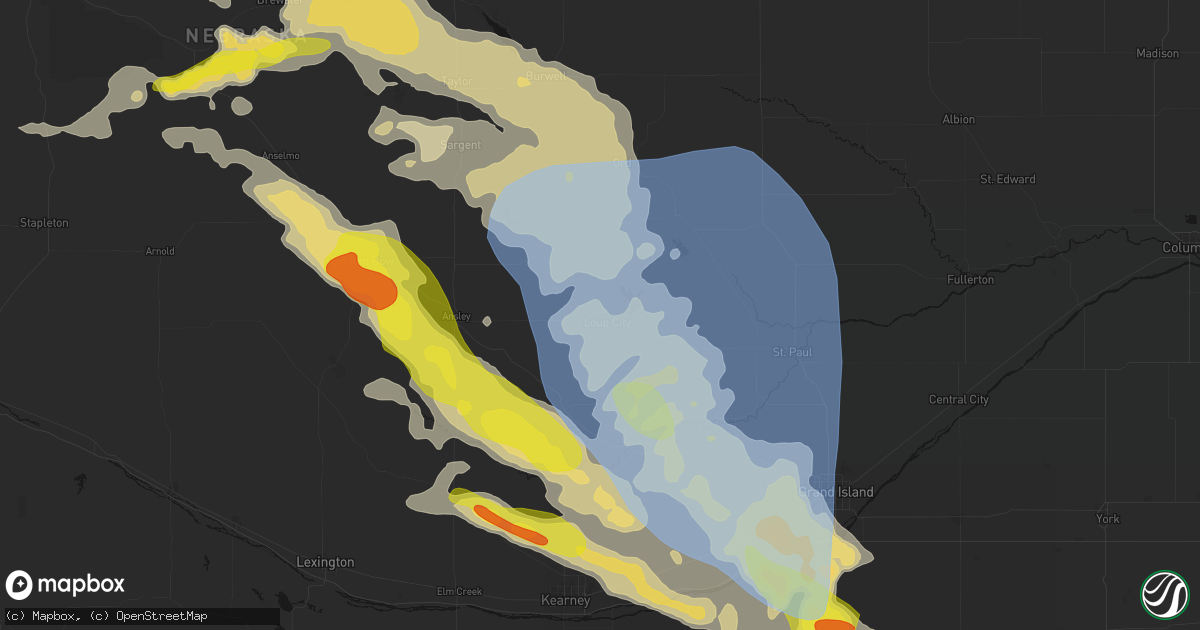 Hail map in Loup City, NE on June 20, 2026