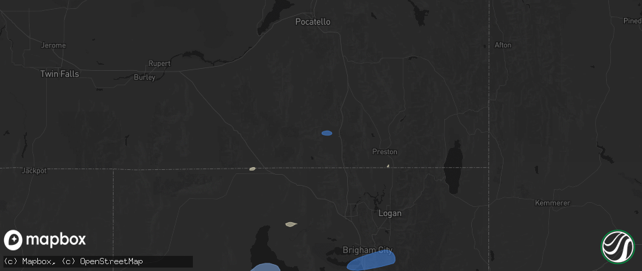 Hail map in Malad City, ID on June 20, 2026