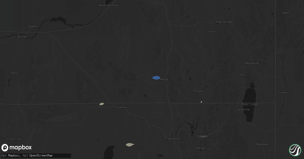 Hail map in Malad City, ID on June 20, 2026