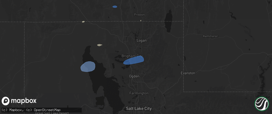 Hail map in Mantua, UT on June 20, 2026